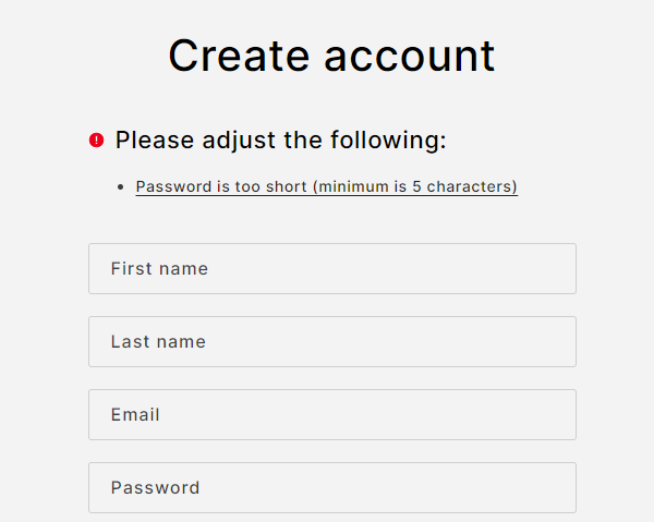 password requirement