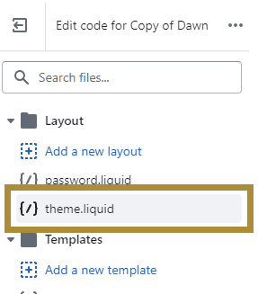 Open theme.liquid
